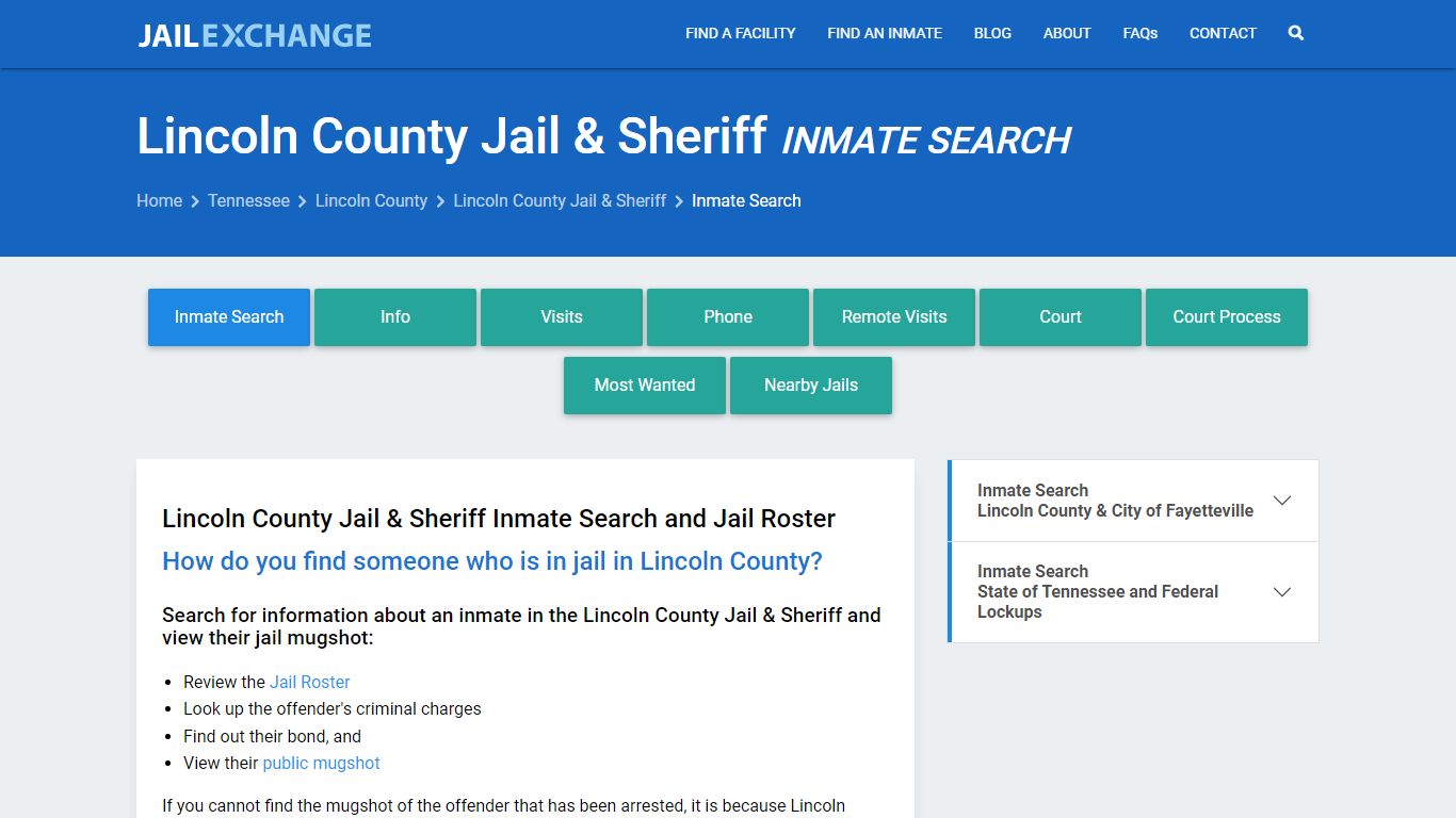 Inmate Search: Roster & Mugshots - Lincoln County Jail & Sheriff, TN